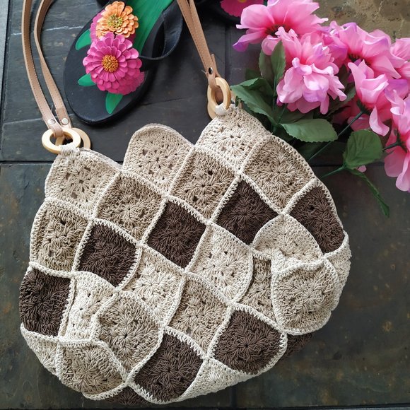 Vintage Handbags - ❌$10 SALE❌ 🥳HOST PICK🥳  VTG. MACRAME HANDBAG Boho Hippie Handmade Lined